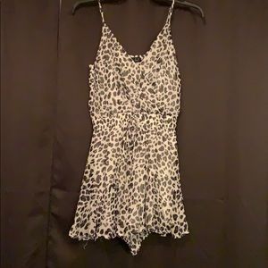 Black and white leopard print romper